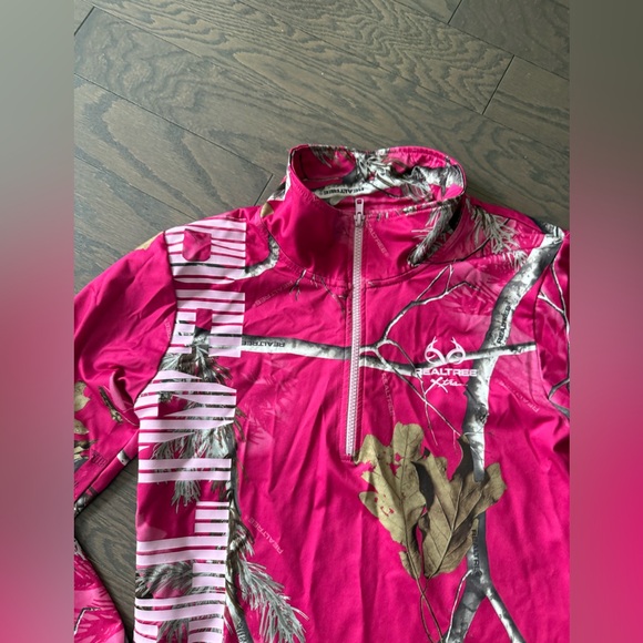 Realtree Women's 1/4 Zip Pullover Shirt Camo Thumbholes Long Sleeve Pink Size XL - Picture 4 of 16